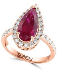Effy Fine Jewelry - 14K 3.65 Ct. Tw. Lab-Grown Diamond & Lab-Grown Ruby Ring - Lyst
