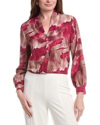 Misook - Woven Watercolor Print Blouse - Lyst