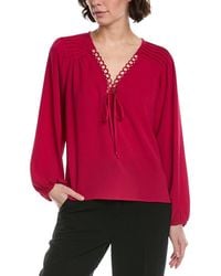 Cece - V-Neck Pintuck Blouse - Lyst