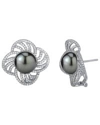Belpearl - 12Mm Pearl Cz Post & Clip Earrings - Lyst