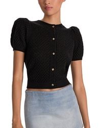 Alice + Olivia - Sabine Puff Sleeve Crop Cashmere-Blend Cardigan - Lyst