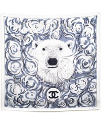 Chanel - Limited Edition Polar Bear Camellia Silk Scarf (Authentic Pre-Owned) - Lyst