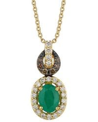 Le Vian - Le Vian Costa Smeralda Emeralds 14k 1.07 Ct. Tw. Diamond & Emeralds Drop Pendant Necklace - Lyst