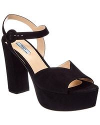 Prada - 105 Platform Suede Sandal - Lyst