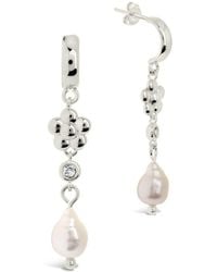 Sterling Forever - 11mm Freshwater Pearl Cz June Hoops - Lyst