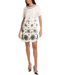 Oscar de la Renta - Embellished Stretch Silk-Lined Wool-Blend Shift Dress - Lyst