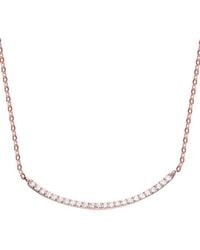 Genevive Jewelry - 18k Rose Gold Vermeil Cz Curved Necklace - Lyst