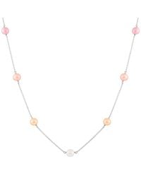 Splendid - Rhodium Plated 7-8mm Freshwater Pearl Tin Cup Necklace - Lyst