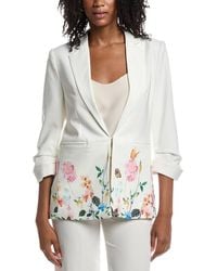 Tahari - Notch Collar Scrunch Sleeve Blazer - Lyst