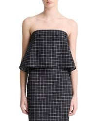 Vince - Linen-Blend Trellis Plaid Tie Top - Lyst