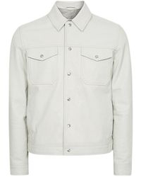 Reiss - Colfe Leather Press Stud Leather Jacket - Lyst
