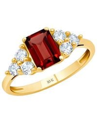 MaxColor - 10K 0.90 Ct. Tw. Garnet Halo Ring - Lyst