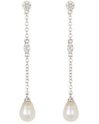 Adornia Silver 7mm Pearl Drop Earrings - Metallic