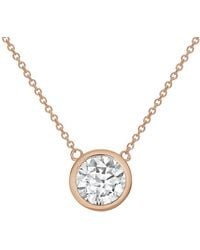 Diana M. Jewels - Diana M. 14K Rose 12.00 Ct. Tw. Lab-Grown Diamond Solitaire Bezel Pendant - Lyst