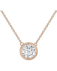 Diana M. Jewels - Diana M. 14K Rose 12.00 Ct. Tw. Lab-Grown Diamond Solitaire Bezel Pendant - Lyst