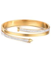 Adornia - 18K Plated Stainless Steel Cz Tarnish-Resistant Chunky Nail Bangle Bracelet - Lyst
