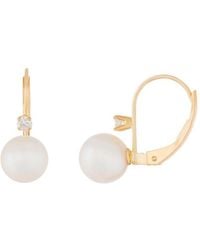 Splendid - 14k 0.10 Ct. Tw. Diamond 7-8mm Freshwater Pearl Earrings - Lyst