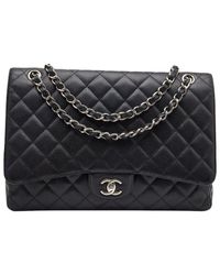 Chanel - Quilted Caviar Leather Maxi Classic Single Double Flap Bag (Authentic Pre-Owned) - Lyst