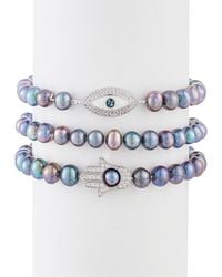 Eye Candy LA - The Luxe Collection Pearl Cz Peacock Stretch Bracelets - Lyst