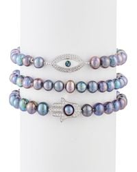 Eye Candy LA - The Luxe Collection Pearl Cz Peacock Stretch Bracelets - Lyst