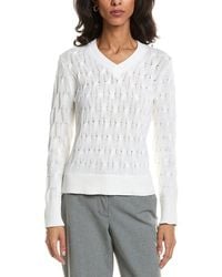 Forte - Stonewash Cable V-Neck Sweater - Lyst