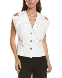 Gracia - Ruffle Front Button Down Sleeveless Jacket - Lyst