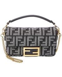 Fendi - Baguette Mini Ff Denim & Leather Shoulder Bag - Lyst