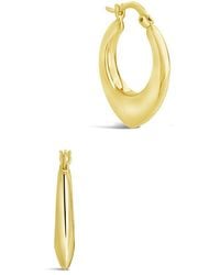 Sterling Forever - 14k Plated Graduated Teardrop Tube Hoops - Lyst