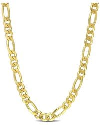 Italian Silver - 18K Over Figaro Chain Necklace - Lyst