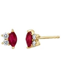 Bony Levy - El Mar 18K 0.38 Ct. Tw. Diamond & 2 Marquise Ruby Stud Earring - Lyst