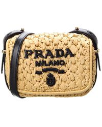 Prada - Crochet & Leather Shoulder Bag - Lyst