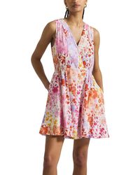 10 Crosby Derek Lam - Tia Floral Printed Stretch Linen-Blend Mini Dress - Lyst