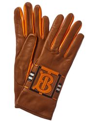 Burberry Cashmere-lined Leather Gloves - Orange