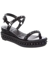 Christian Louboutin - Logo Spike Leather Sandal - Lyst