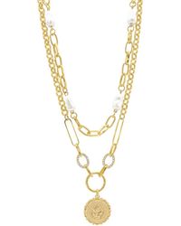 Adornia - 14k Plated Pearl Chain Necklace Set - Lyst