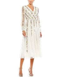 Mac Duggal - Embellished Wrap Over Illusion Midi Dress - Lyst