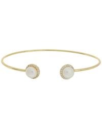 Juvell - 18K Plated Pearl Cz Bangle Bracelet - Lyst