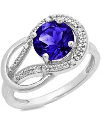 MaxColor - 10k 2.44 Ct. Tw. Diamond & Lab-grown Blue Sapphire Eternity Ring - Lyst