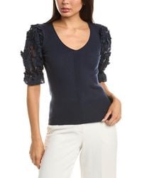 Tahari - Lace Blouson Pullover - Lyst
