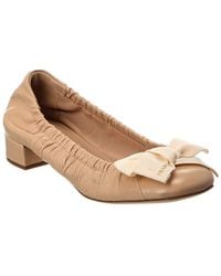 Prada - Logo Leather Ballerina Flat - Lyst