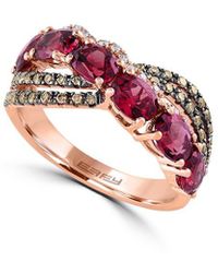 Effy Bordeaux 14k Rose Gold 3.52 Ct. Tw. Diamond & Rhodolite Statement Ring - Multicolor