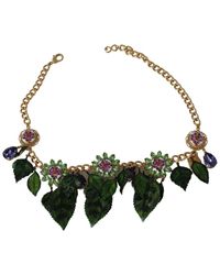 Dolce & Gabbana - Leaves Crystal Flower Pendant Necklace - Lyst