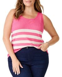 NIC+ZOE - Plus Featherweight Striped Linen-Blend Tank - Lyst