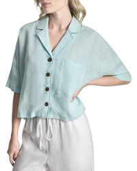 DKNY - Collared Linen Blouse - Lyst