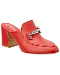 Tod's - Double T Leather Heeled Mule - Lyst