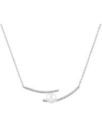 Splendid - Silver 7.5-8mm Freshwater Pearl & Cz Necklace - Lyst