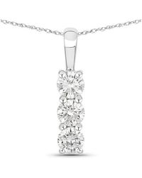 Diana M. Jewels - Diana M 14K 0.75 Ct. Tw. Lab-Grown Diamond Three-Stone Pendant - Lyst