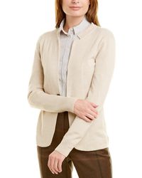 Peserico Single-button Wool, Silk, & Cashmere-blend Cardigan - Natural