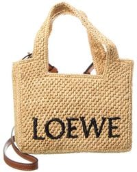 Loewe - Font Mini Raffia Tote - Lyst