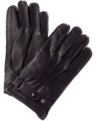 Hickey Freeman Wrist Strap Cashmere-lined Leather Gloves - Black